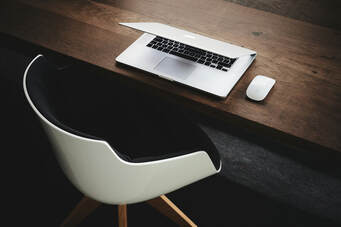 Desk with laptop