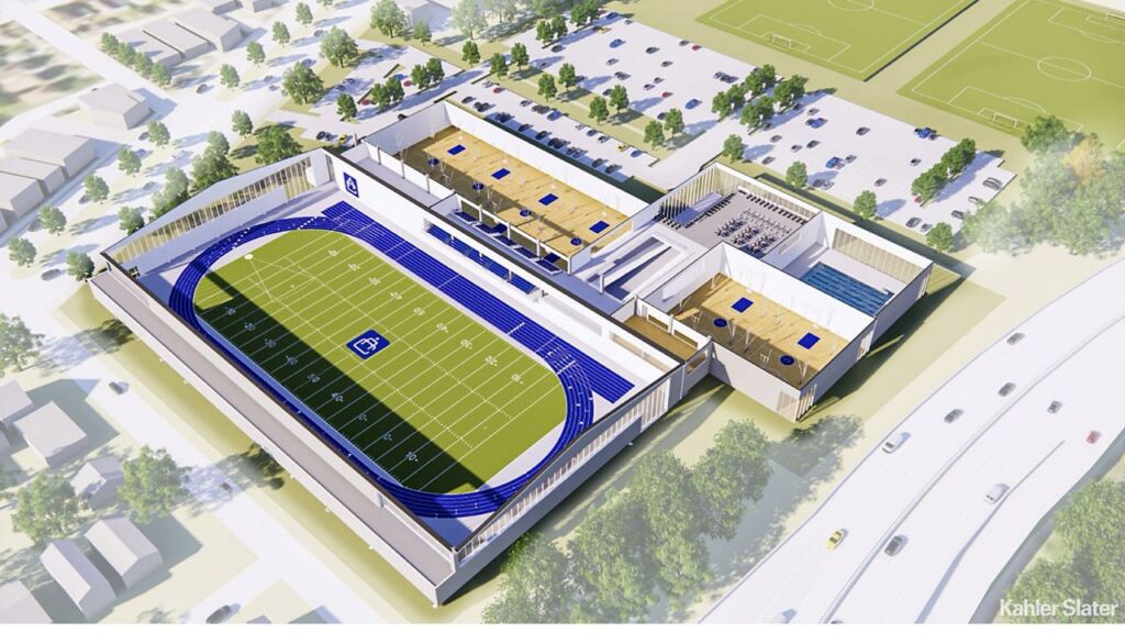 Aerial view of The Opportunity Center rendering