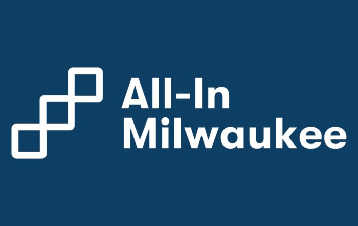 Logo for All-In Milwaukee featuring interconnected squares design